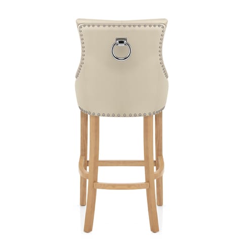 Ascot Oak Stool Cream Leather
