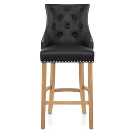 Ascot Oak Stool Black Leather