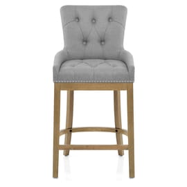 Knightsbridge Oak Stool Grey Fabric