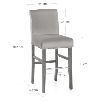 Brunswick Stool Grey Velvet Dimensions