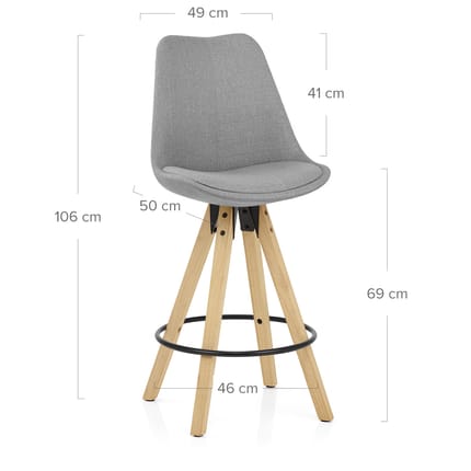 Aero Bar Stool Grey Fabric Dimensions