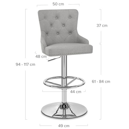 Manor Bar Stool Grey Fabric Dimensions