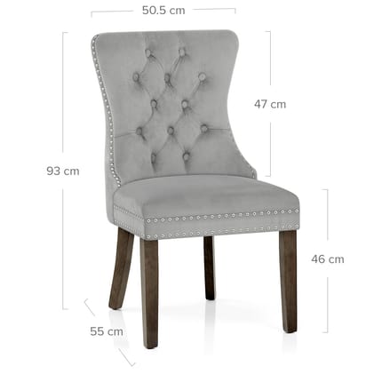 Kensington Dining Chair Grey Velvet Dimensions