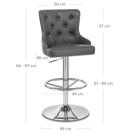 Manor Bar Stool Grey Leather Dimensions