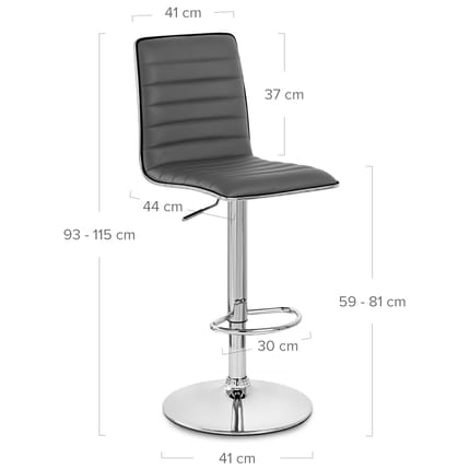 Hiline Bar Stool Grey Dimensions