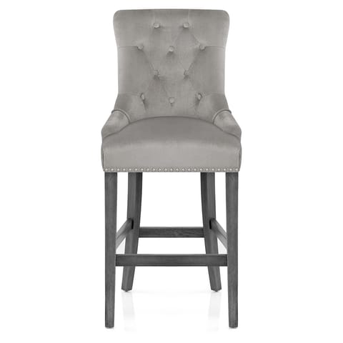Etienne Bar Stool Grey Velvet