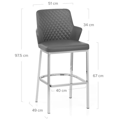 Arden Bar Stool Grey Leather Dimensions