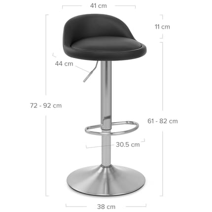 Lulu Brushed Steel Stool Black Dimensions