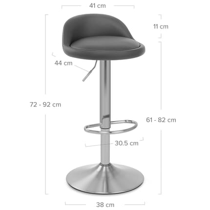 Lulu Brushed Steel Stool Grey Dimensions