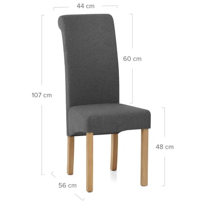 Carolina Dining Chair Charcoal Fabric Dimensions