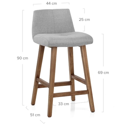 Impulse Wooden Stool Grey Fabric Dimensions