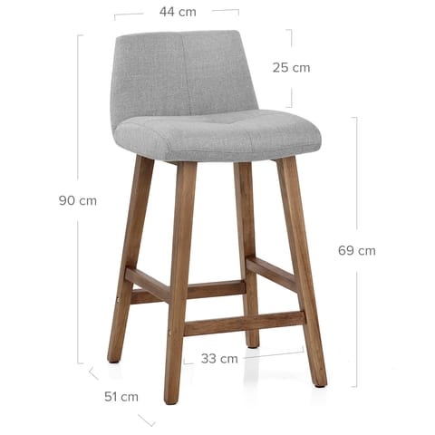 Impulse Wooden Stool Grey Fabric