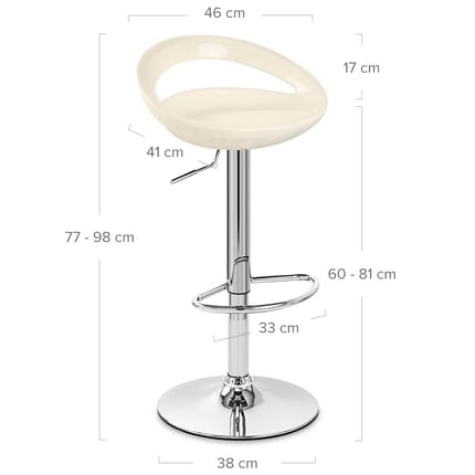 Crescent Bar Stool Cream Dimensions