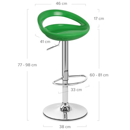 Crescent Bar Stool Green Dimensions