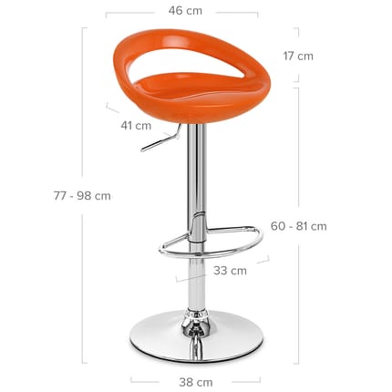 Crescent Bar Stool Orange Dimensions