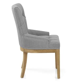 Knightsbridge Oak Chair Grey Fabric