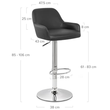 Sassi Bar Stool Black Dimensions