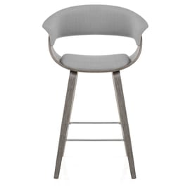 Alexis Wooden Stool Grey Fabric