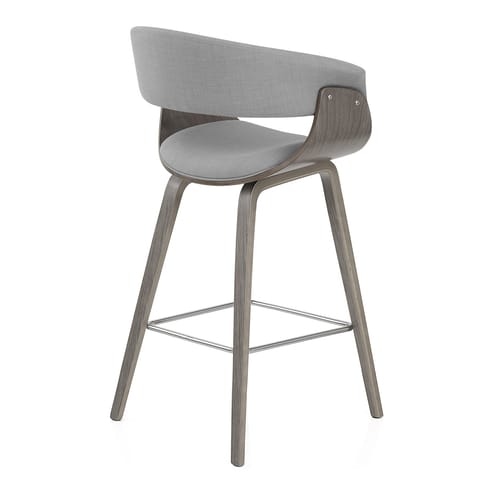 Alexis Wooden Stool Grey Fabric