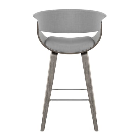 Alexis Wooden Stool Grey Fabric