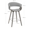 Alexis Wooden Stool Grey Fabric