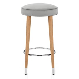 Conrad Oak Stool Grey Velvet