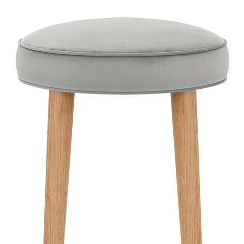 Conrad Oak Stool Grey Velvet