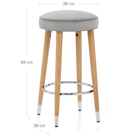 Conrad Oak Stool Grey Velvet