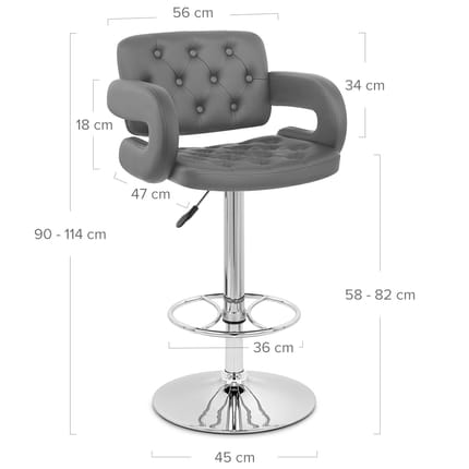 Polaris Bar Stool Grey Dimensions