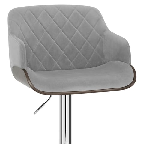 Dakota Bar Stool Grey Velvet