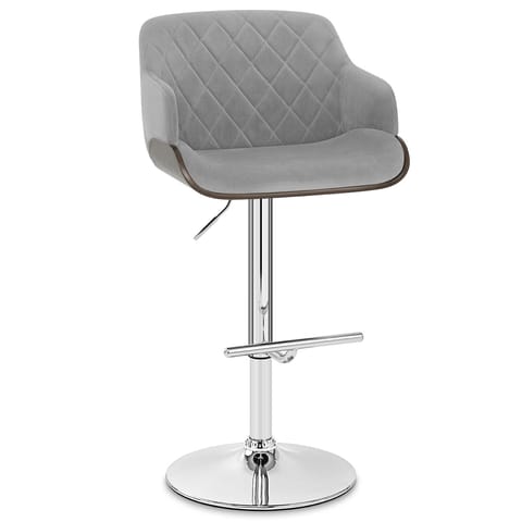Dakota Bar Stool Grey Velvet