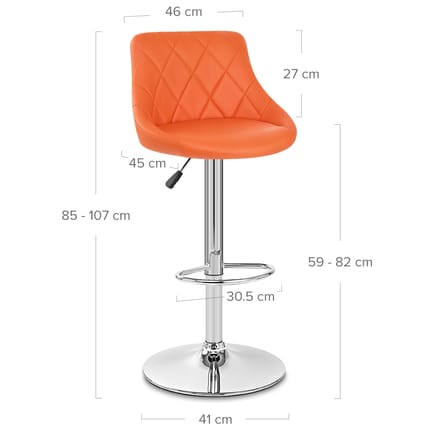 Stitch Bar Stool Orange Dimensions