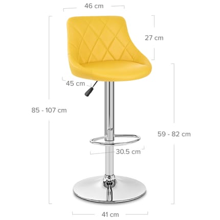 Stitch Bar Stool Yellow Dimensions