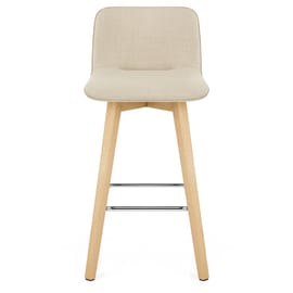 Tide Wooden Stool Beige Fabric
