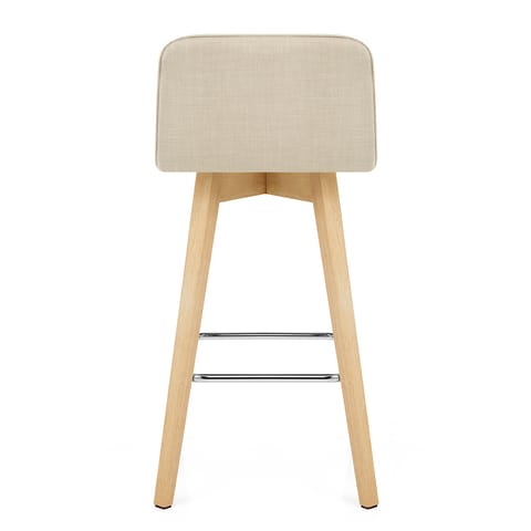Tide Wooden Stool Beige Fabric