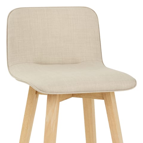 Tide Wooden Stool Beige Fabric