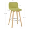 Tide Wooden Stool Green Fabric