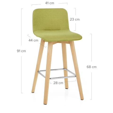 Tide Wooden Stool Green Fabric