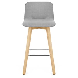 Tide Wooden Stool Grey Fabric