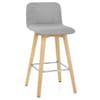 Tide Wooden Stool Grey Fabric