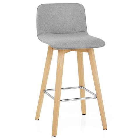 Tide Wooden Stool Grey Fabric