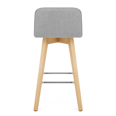 Tide Wooden Stool Grey Fabric