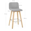 Tide Wooden Stool Grey Fabric