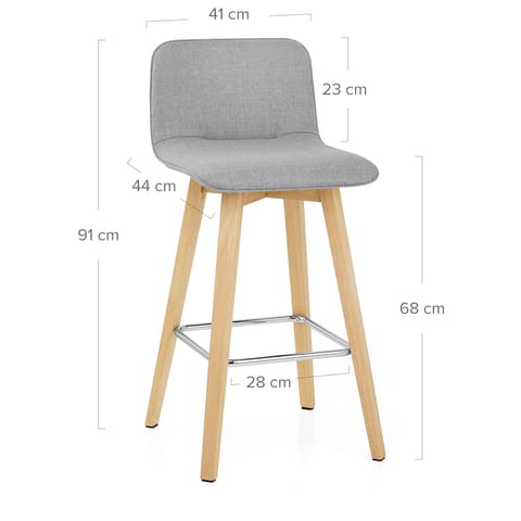 Tide Wooden Stool Grey Fabric