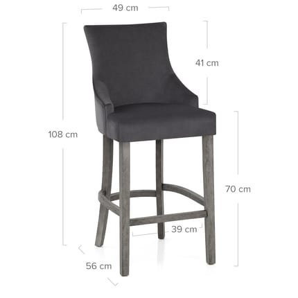 Richmond Grey Oak Stool Charcoal Fabric Dimensions