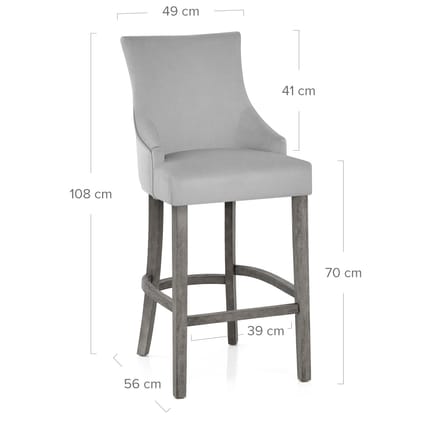 Richmond Grey Oak Stool Grey Fabric Dimensions