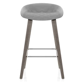 Epic Wooden Stool Grey Velvet