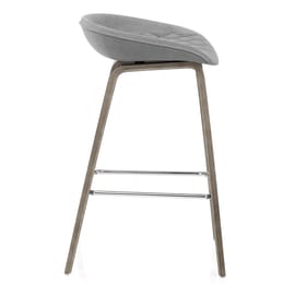 Epic Wooden Stool Grey Velvet