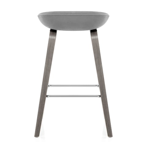 Epic Wooden Stool Grey Velvet
