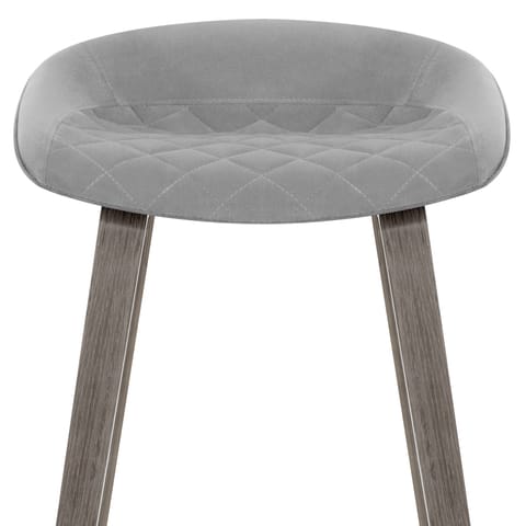 Epic Wooden Stool Grey Velvet